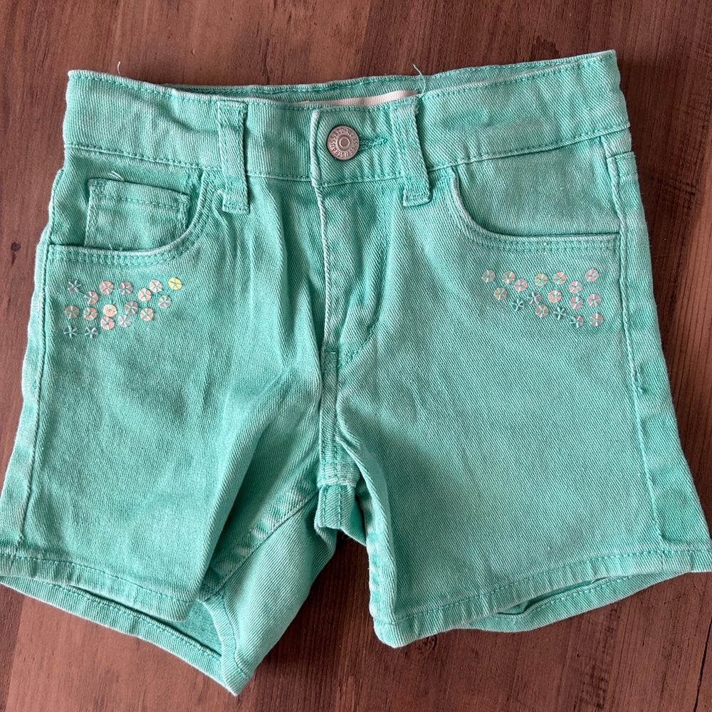 Levi's Green Embroidered Denim Shorts